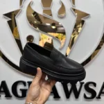 حذاء "لوفر" جلد أسود - نعل ضخم (Mocassin Chunky)